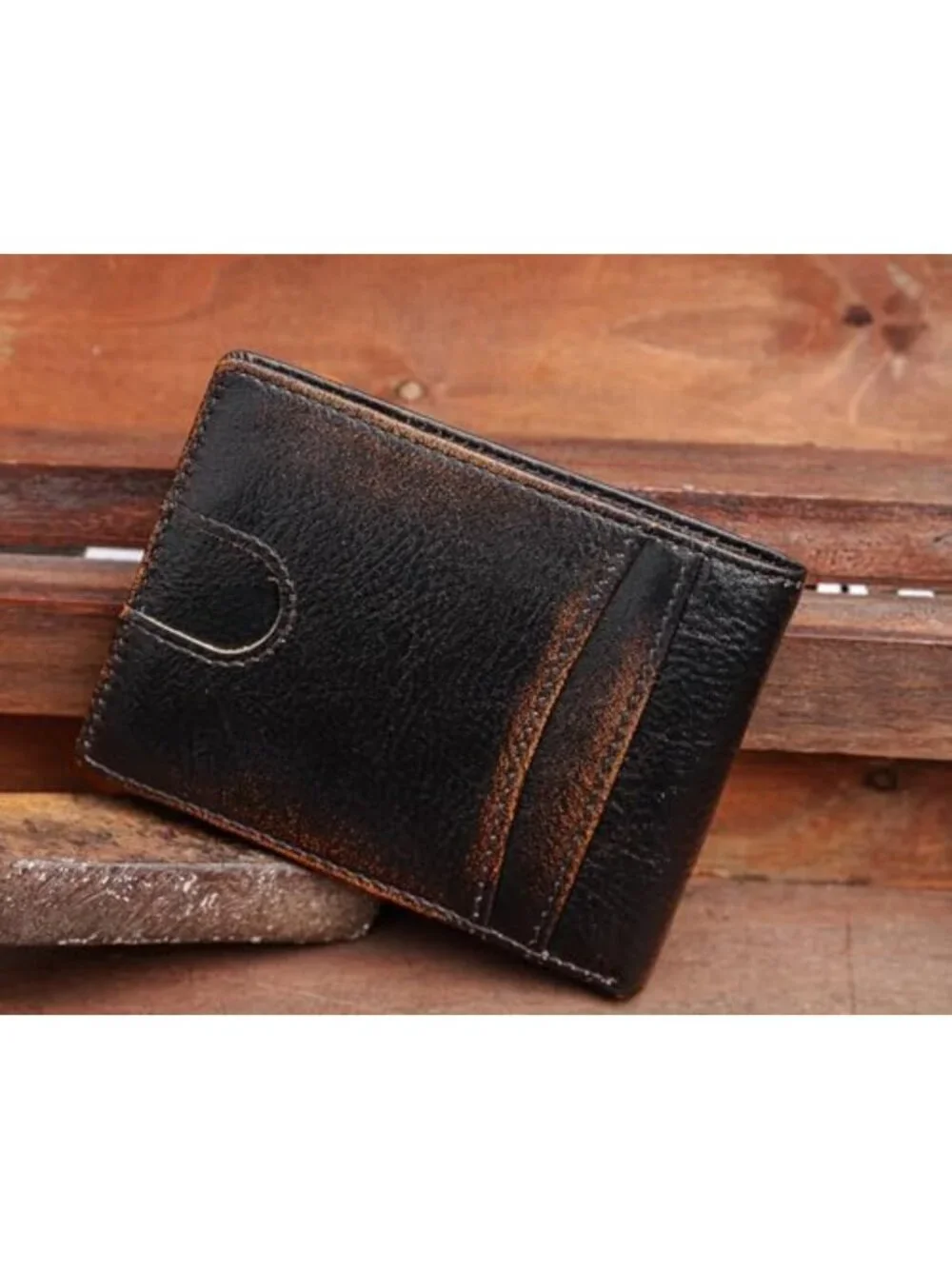 Slim RFID Bifold Wallet for Men, Genuine Leather, 2 ID Windows, Gift Box